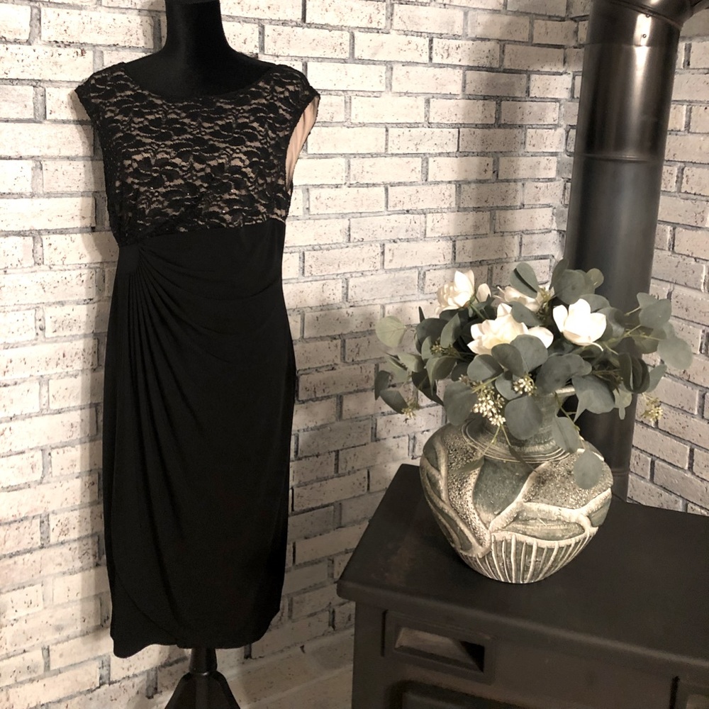 Collection Dressbarn  NWOT Women’s Special Occasion Black Dress With Lace Sequin